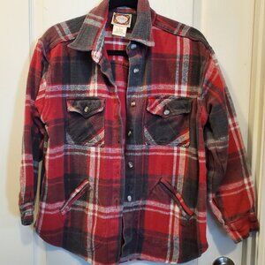 Vintage Erika Red Plaid heavy weight Flannel Shacket – 100% cotton – Large